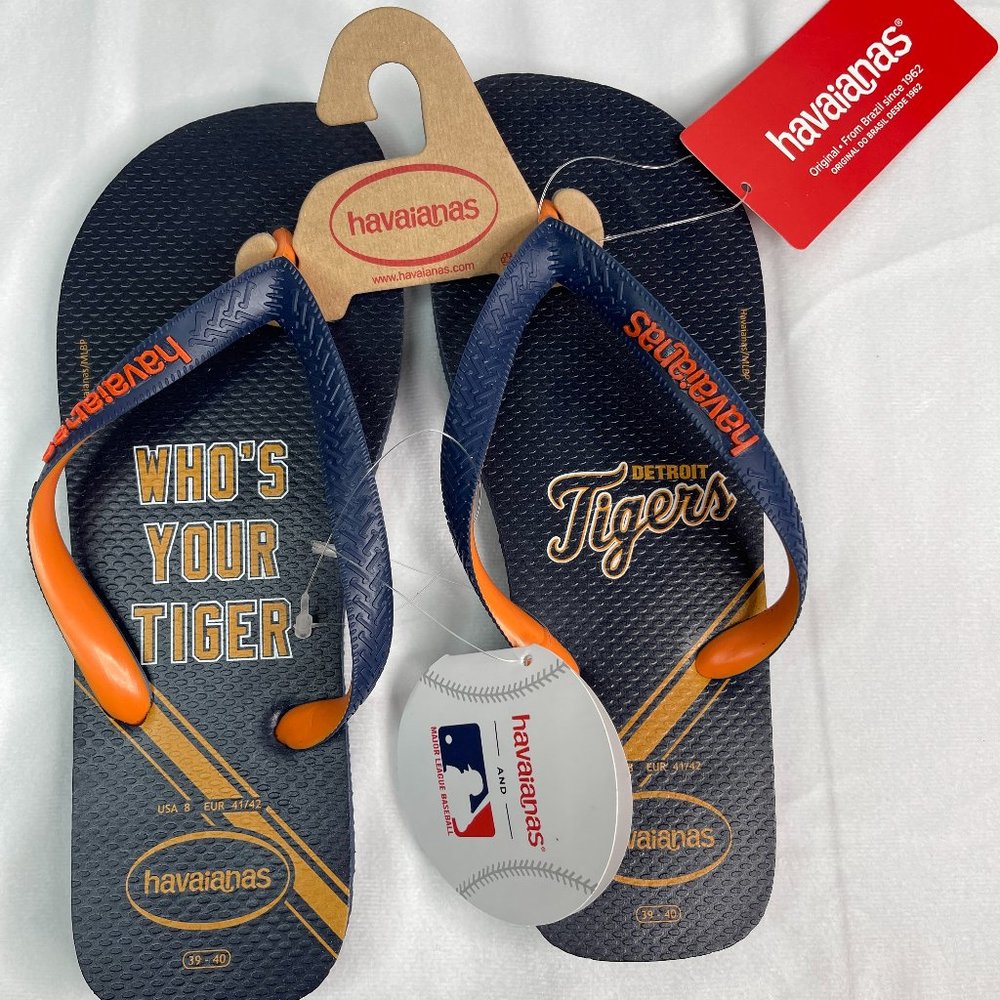Mens 8 Detroit Tigers Havaianas Flip Flop Sandals